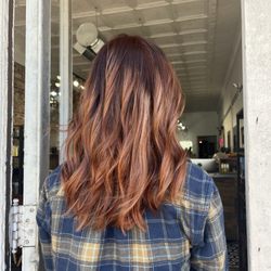 Parlour & Main Salon - After my hair was colored from blonde/really grown out roots to red. Exactly what I wanted and absolutely loved it!