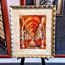 FastFrame - Durham - This photo was taken inside one the many beautiful churches in Detroit. Suede mat and very contemporary silver Roma frame.