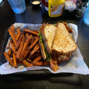 Sharky's Pub & Grub - Mammies BLT and Sweet Potatoe fries! - New American Near Me - Fort Scott, Kansas
