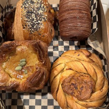 Relic Bakery And Kitchen - ham cheese and mustard croissant, double pain au chocolate, karanchi chili crisp cream cheese danish and pumpkin cheesecake danish - Bakeries Near Me - San Diego, California Relic Bakery And Kitchen - ham cheese and mustard croissant, double pain au chocolate, karanchi chili crisp cream cheese danish and pumpkin cheesecake danish - Bakeries Near Me - San Diego, California