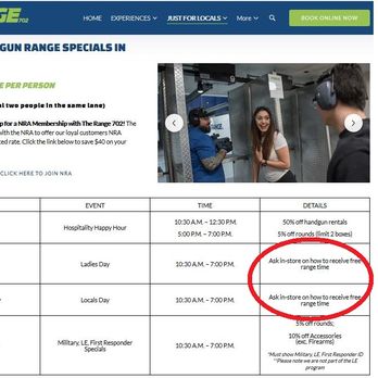 The Range 702 - Bait & switch marketing on their website. - Gun/Rifle Ranges Near Me - Las Vegas, Nevada