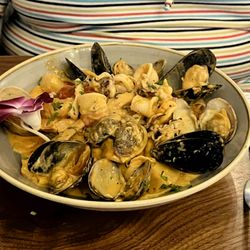Piacere Trattoria Italiana - Pappardelle Scoglio. Loads of seafood. Could only finish half