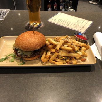 Danville Brewing - Veggie burger with garlic parmesan fries - Breweries Near Me - Danville, California