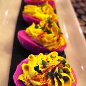 Saraveza - Beet-pickled deviled eggs ($5) - Beer, Wine & Spirits Near Me - Portland, Oregon Saraveza - Beet-pickled deviled eggs ($5) - Beer, Wine & Spirits Near Me - Portland, Oregon
