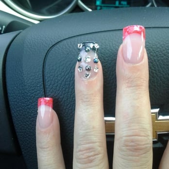 OPI Nail - When I went for my fill, they trimmed them down by 1/2 & added bling bling. They have many different kinds & colors of studs. - Nail Salons Near Me - Azusa, California
