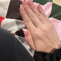 French tip nails with heart French tip nails with heart