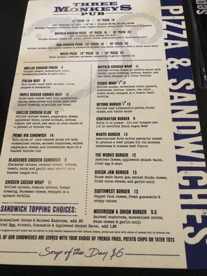 Menu photo 7 Three Monkeys Pub Crown Point, IN