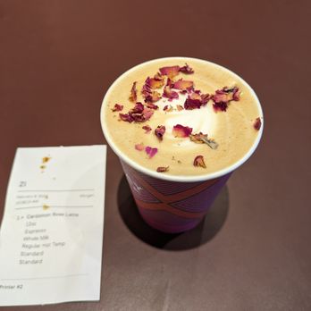 Red Bay Coffee - Rose Cardamom Latte ($6.25 before tips) - 5 stars. Tons of foam, dense quality texture, delicious! Fri morning 2024-02-09 - Coffee & Tea Near Me - San Francisco, California Red Bay Coffee - Rose Cardamom Latte ($6.25 before tips) - 5 stars. Tons of foam, dense quality texture, delicious! Fri morning 2024-02-09 - Coffee & Tea Near Me - San Francisco, California