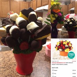 Edible Arrangements - What I received and what I was supposed to receive. We were shorted 8 chocolate dipped bananas