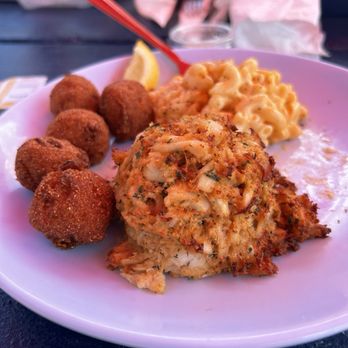 Skippers Pier - Hush puppies, crab cake, and mac and cheese - Seafood Near Me - Deale, Maryland Skippers Pier - Hush puppies, crab cake, and mac and cheese - Seafood Near Me - Deale, Maryland