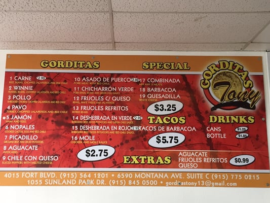 Menu photo 4 Gorditas Tony's El Paso, TX Menu photo 4 Gorditas Tony's El Paso, TX