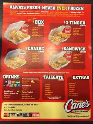 Menu photo 8 Raising Cane's Chicken Fingers Boston, MA Menu photo 8 Raising Cane's Chicken Fingers Boston, MA
