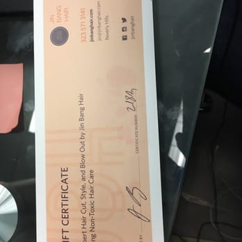 Jin Bang Hair - Here is the gift certificate that I received that the salon refuses to honor. What a joke they are - Hair Stylists Near Me - Beverly Hills, California Jin Bang Hair - Here is the gift certificate that I received that the salon refuses to honor. What a joke they are - Hair Stylists Near Me - Beverly Hills, California