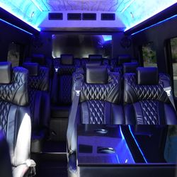 Tourvango - Led headlights of the luxury Mercedes sprinter van.