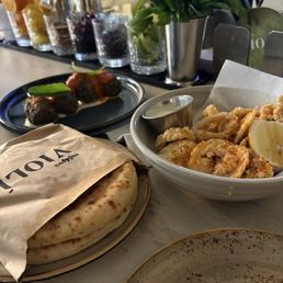 Meatballs, calamari, pita bread Meatballs, calamari, pita bread