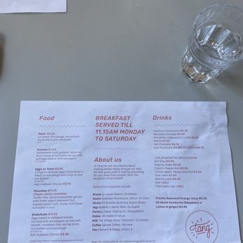 Tang - Menu info - Coffee & Tea Near Me - Dublin, D
