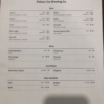 Poison Ivy Brewing - Print menu - Bars Near Me - Burlington, North Carolina Poison Ivy Brewing - Print menu - Bars Near Me - Burlington, North Carolina