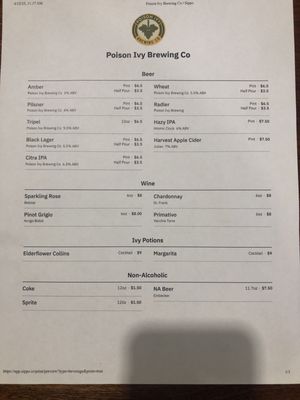 Menu photo 1 Poison Ivy Brewing Burlington, NC Menu photo 1 Poison Ivy Brewing Burlington, NC