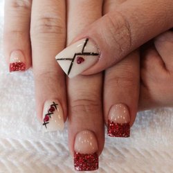 Hai and Michelle’s Nails & Brows - #acrylicnails#gelcoating#squareshape#redglitter#heartxo#