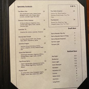 The Grill - Drink menu - Gluten-Free Near Me - Chico, California