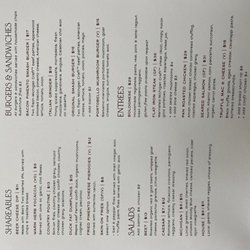 The Nest Cocktail Bar & Kitchen - Main menu