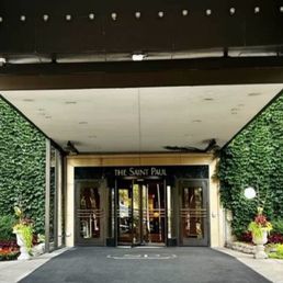 Door of hotel - landscaping is well maintained.