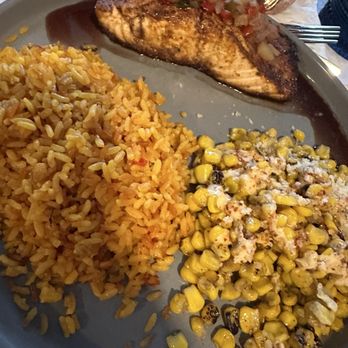 The Beach House - The salmon with street corn and rice for sides - Bars Near Me - Bristol, Rhode Island