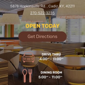 McDonald's - Breakfast till 10:30am, meaning lunch should start at 10:30am. But this location doesn't start until 11am. - Fast Food Near Me - Cadiz, Kentucky McDonald's - Breakfast till 10:30am, meaning lunch should start at 10:30am. But this location doesn't start until 11am. - Fast Food Near Me - Cadiz, Kentucky