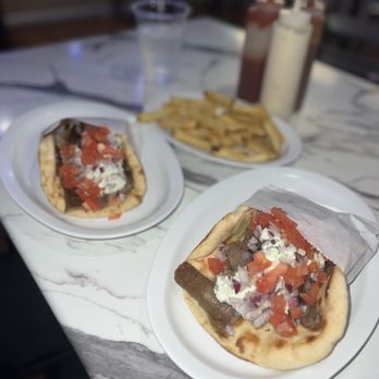 Yiassoo - Two 1. Gyros Sandwich with French Fries - Greek Near Me - Campbell, California Yiassoo - Two 1. Gyros Sandwich with French Fries - Greek Near Me - Campbell, California