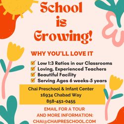 Chai Preschool & Infant Center - Give us a call today :)