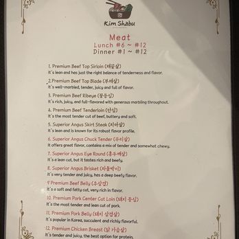 Kim Shabu - Menu, meat options - Korean Near Me - Houston, Texas