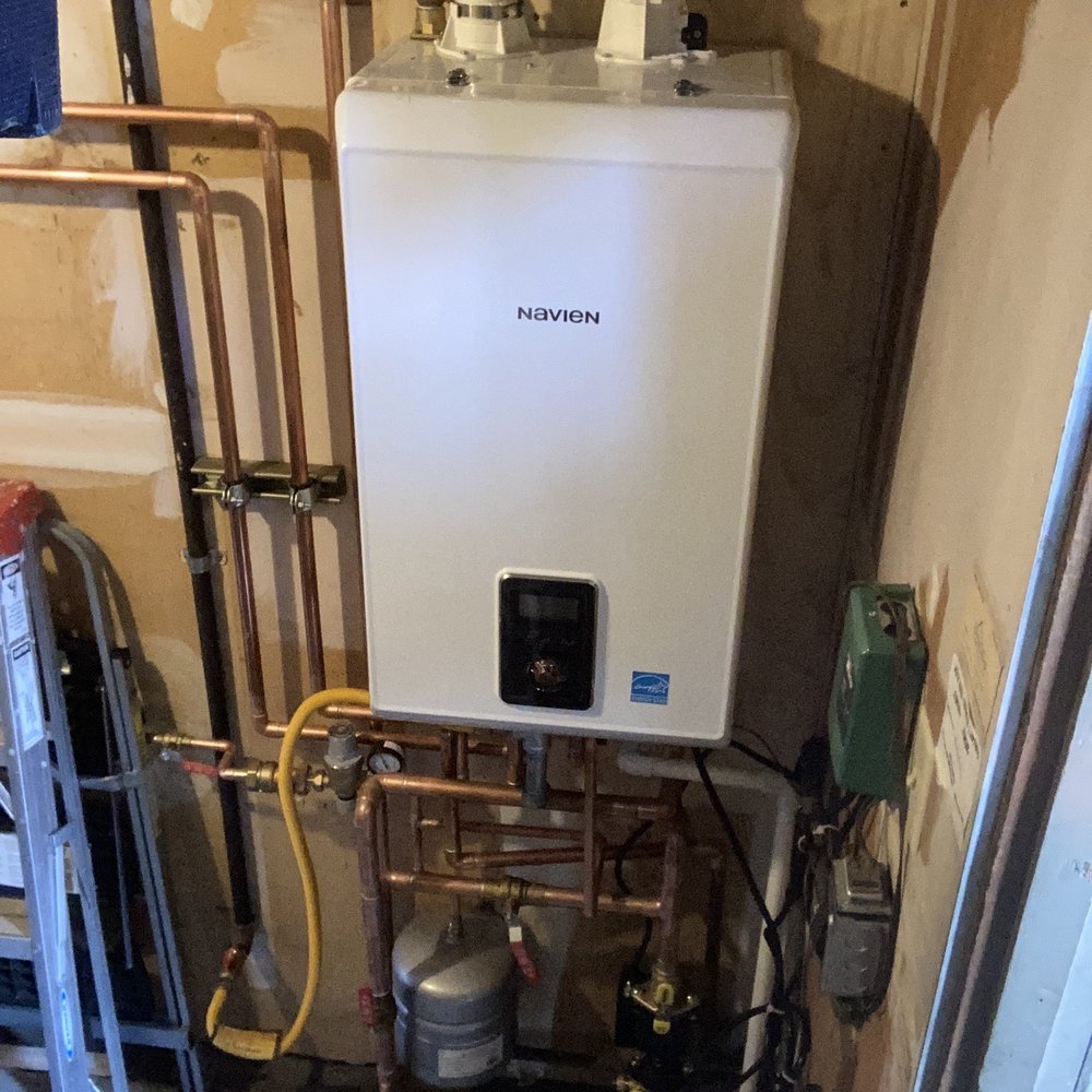 LaChance’s Radiant Heating - Installed system.  Takes waaay less space then the old boiler and water heater. - Heating & Air Conditioning/HVAC Near Me - Santa Clara, California