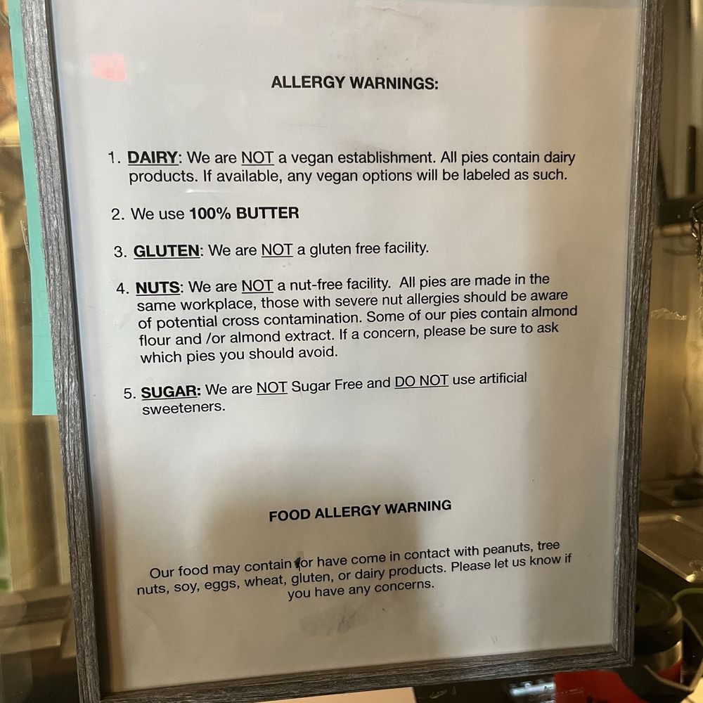 Allergen warning Allergen warning