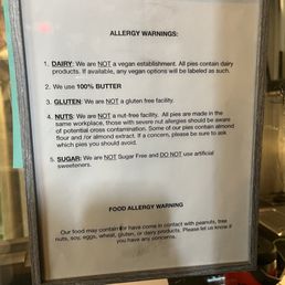 Allergen warning Allergen warning
