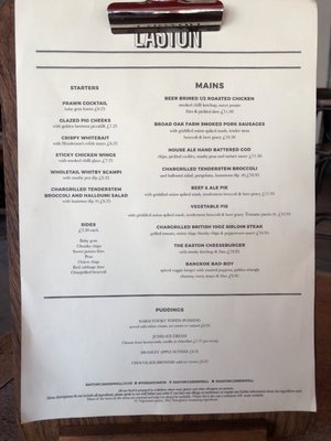 Menu photo 1 The Easton London, XGL Menu photo 1 The Easton London, XGL
