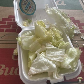 Infusino's Pizzeria - Apparently side salads are lettuce only ‍ - Italian Near Me - Racine, Wisconsin