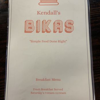 Kendall’s Grill - Front page of the breakfast menu - Burgers Near Me - Greenville, South Carolina