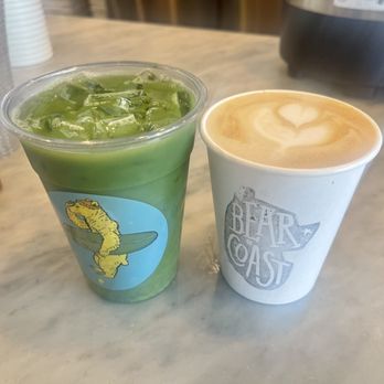 Bear Coast Coffee - Matcha with half water, half oat: 4/5 Almond milk latte: 3/5 - Coffee & Tea Near Me - San Clemente, California