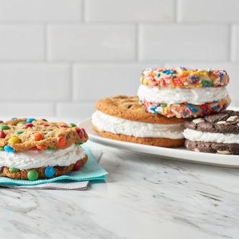 Great American Cookies - three ice cream sandwiches on a plate - Bakeries Near Me - Fort Worth, Texas Great American Cookies - three ice cream sandwiches on a plate - Bakeries Near Me - Fort Worth, Texas