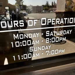 Hours of operation Hours of operation