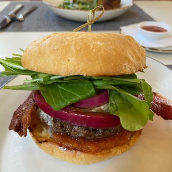 Merriman's - Blue Cheese Bacon Burger... the fruit jam purée was amazing. - Hawaiian Near Me - Kamuela, Hawaii