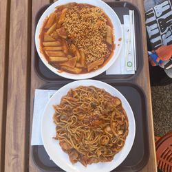 #40. Kimchi & Spicy Pork Noodle #57. Spicy Rice Cake with Ramen
