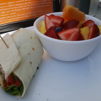 Cafe XIX - Falafel wrap (half) with fresh fruit salad - Cafes Near Me - Seneca Falls, New York