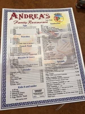 Menu photo 1 Andrea's Family Restaurant Winter Haven, FL Menu photo 1 Andrea's Family Restaurant Winter Haven, FL