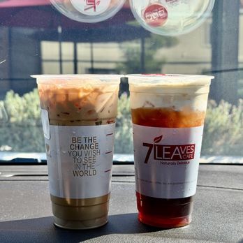 7 Leaves Cafe - Vietnamese Coffee (left) & Sea Cream Black Coffee (right) - both upsized - Coffee & Tea Near Me - Artesia, California 7 Leaves Cafe - Vietnamese Coffee (left) & Sea Cream Black Coffee (right) - both upsized - Coffee & Tea Near Me - Artesia, California