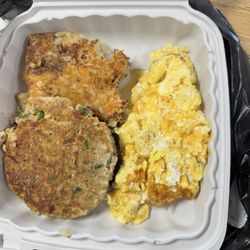 The Lunch Box - Salmon cakes, fried potatoes and eggs