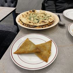 This was their minced lamb samosas and garlic naan