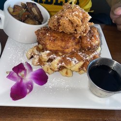 Greenyard Grill - Chicken and waffles with a side of home fries