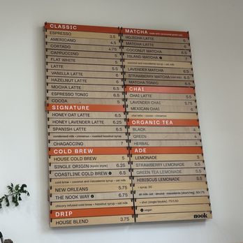 Nook Coffee Bar - Menu - Coffee & Tea Near Me - Torrance, California