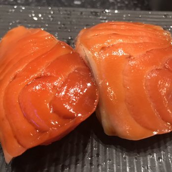 Sushi Murayama - Probably the best salmon nigiri we've had on the island so far!  And the slices are huge. - Sushi Bars Near Me - Honolulu, Hawaii